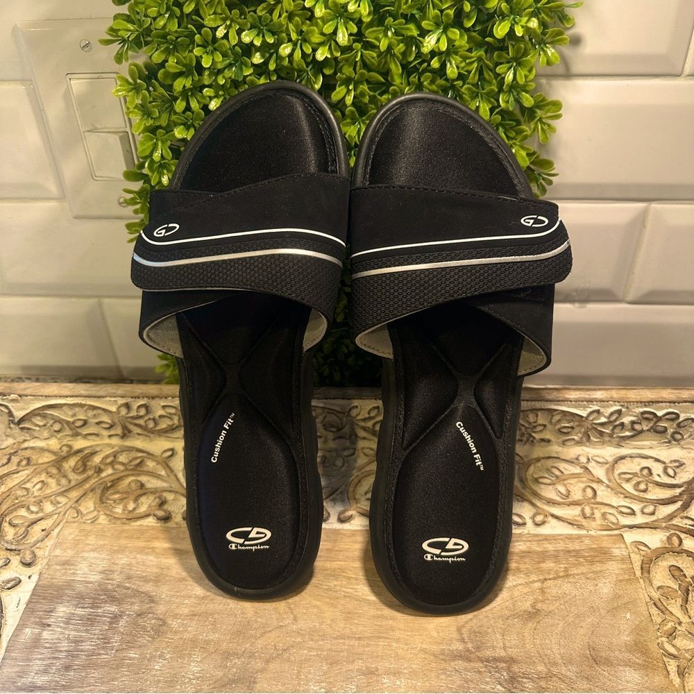 Champion Women's Black Slide Sandals Size 9